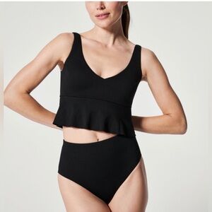 SPANX Black Ruffle Bikini top brand new